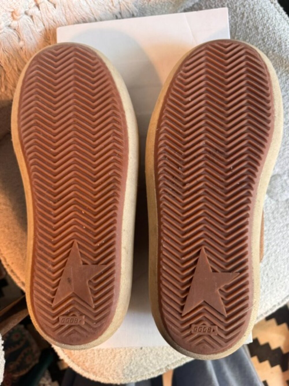Golden Goose Space Star Sabot in tobacco-colored suede w/ perforated star Sz 39 - Picture 6 of 10